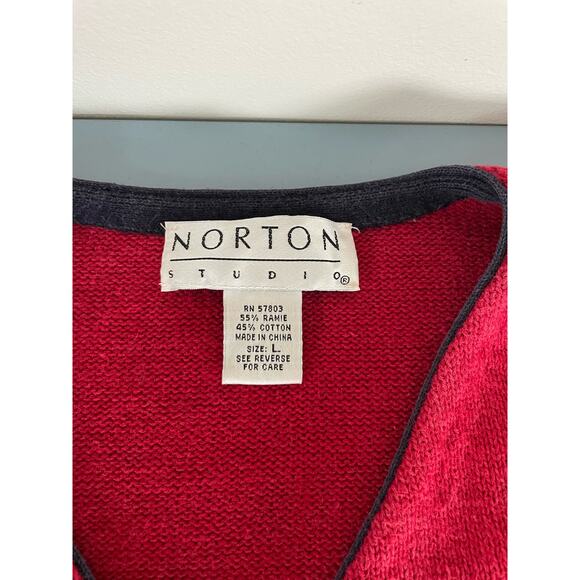 Norton Studio vintage Americana womens red short sleeve cardigan size L - Picture 4 of 6